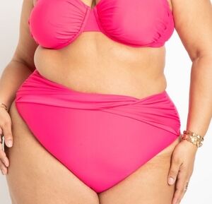 Eloquii Vibrant Pink Swim Bottoms